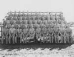 First Lieutenant Wallace Standard (front row center) of Battery G of USMC 3rd Defense Battalion at Pearl Harbor, US Territory of Hawaii, 1940