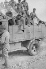 Japanese troops aboard a truck, late 1930s