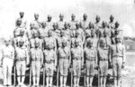 Group portrait of African-American US Marines of Company A of 202nd Platoon of Camp Lejeune, Jacksonville, North Carolina, United States, Oct 1943