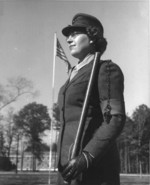 Female US Marine Private Eleanora Julia Csanady on sentry duty at Marine Corps Women