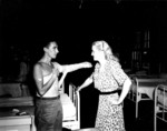 Film star Marilyn Maxwell with a US Marine patient at the Naval Hospital of Camp Lejeune, Jacksonville, North Carolina, May 1945