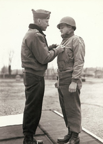 Lieutenant General Alexander Patch awarding the Legion of Merit to Brigaier General Charles Palmer, Washington DC, United States, 3 Mar 1945