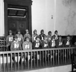 Fourteen Japanese accused of the 637 murders at Kalagon Village on trial, Rangoon, Burma, 22 Mar 1946