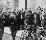 German troops rounding up Polish civilians, Bydgoszcz or Warsaw, Poland, 1942