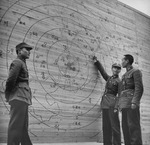 Chinese officers studying a map of Chongqing, China and surrounding regions, 1939
