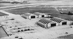 Aerial view of hangars at Naval Air Station Patuxent River, Maryland, United States, as they appeared in the Jan 1950 edition of the 