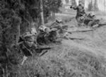 Finnish Army troops in position during war games, Finland, circa 1920s or 1930s