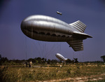 Barrage balloons being flown over Parris Island, South Carolina, United States, May 1942