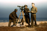 US Army personnel training with an azimuth instrument, Fort Story, Virginia, United States, Mar 1942