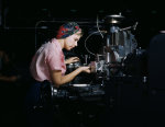 American woman working at the Douglas Aircraft Company plant, Long Beach, California, United States, Oct 1942