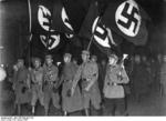 Nazi Party members parading in front of the Chancellor
