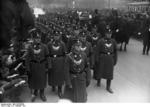 Nazi Party SA military police men on march in the funeral procession of SS-Gruppenführers Seidel-Dittmarsch, 23 Feb 1934