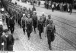 German Nazi Party SA men in march through Spandau, Berlin, Germany, 1932