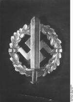 Close-up of a German Nazi Party SA insignia, 22 Jan 1939