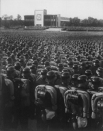 German SA, SS, and NSKK troops gathering at Nürnberg, Germany, 11 Sep 1935