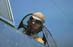 US Marine Corps pilot at his cockpit, Page Field, Parris Island, South Carolina, United States, May 1942
