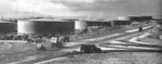 Above-ground oil tank farm at Pearl Habor, Oahu, US Territory of Hawaii, 1940s