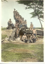 Men of the US Army 11th Field Artillery Regiment sitting on a gun, US Territory of Hawaii, 18 May 1938