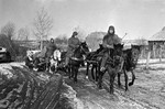 Troops of Soviet 144th Division on the move northwest of Vyazma, Russia, 1 Mar 1943; note ZiS-3 field gun barely visible, being towed by the horses