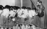 Air raid exercise at the Taihoku Third Girls High School, Taihoku (now Taipei), Taiwan, 1934