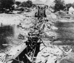 A destroyed bridge near Guilin, Guangxi, China, 1940s