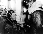 WAVES trainee pilot preparing for flight simulation in the chill chamber,  Naval Air Station, Jacksonville, Florida, United States, 15 Oct 1943