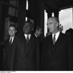 The President of the Republic of Togo, Sylvanus Olympio, visiting the Villa Hügel in Essen, accompanied by Alfried Krupp, North Rhine-Westphalia, Germany, 17 May 1961