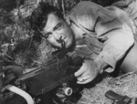 John Basilone with a machine gun in the United States, date unknown