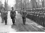 Field Marshal Werner von Blomberg and Colonel General Hans von Seeckt being saluted by honor guards of German 67th Infantry Regiment, 22 Apr 1936; that day was Seeckt