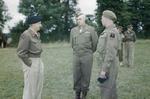 Bernard Montgomery, Omar Bradley, and Brigadier Alexander Stanier at Montgomery