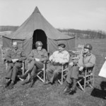 Miles Dempsey, Omar Bradley, Bernard Montgomery, and William Simpson, 11 Apr 1945