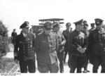 Kranke, Buhle, and Rommel speaking after a weapons demonstration, Northern France, 30 May 1944, photo 1 of 2