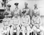 Burke (right center) with his US Navy Destroyer Squadron 23 captains, Solomon Islands, 1943
