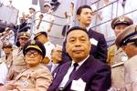 Chiang Kaishek and Chiang Ching-kuo aboard USS Enterprise, 1966
