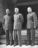 Fu Zuoyi, Chiang Kaishek, and Wei Lihuang in Beiping, China, Nov 1948