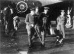 Winston Churchill and Charles Portal at an airfield in Britain, 1940s