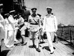 Cunningham and Major General Freyberg aboard HMS Phoebe off Crete, May 1941