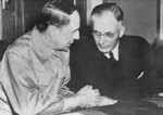 Curtin and MacArthur at Provisional Parliament House, Canberra, Australia, 26 Mar 1942