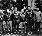 Doolittle raiders SSgt. F. A. Braemer, SSgt. P. J. Leonard, 1Lt. R. E. Cole, LtCol. James Doolittle, and 1Lt. H. A. Potter in Zhejiang Province, China, circa 19 Apr 1942