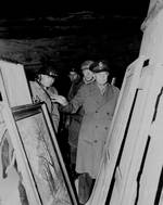 Bradley, Patton, and Eisenhower inspected artwork hidden in the Merkers salt mine, Germany, 12 Apr 1945