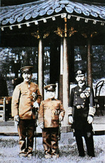 Emperor Sunjong of Korea, Prince Imperial Yeong of Korea, and Crown Prince Yoshihito (future Emperor Taisho) of Japan in Korea, 1907