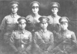 Chinese Air Force fighter pilots Gao Zhihang (front center), Zheng Shaoyu (front right), Yue Yiqin (rear center), and other graduating cadets of the Central Flying School, 1934
