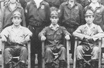 Pilots Ryouichi Yamada, Minoru Genda, Yoshio Shiga at Omura airfield, Nagasaki, Japan, 1940s
