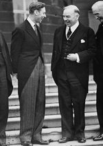 King George VI of the United Kingdom with Canadian Prime Minister Mackenzie King at the Buckingham Palace, London, England, United Kingdom, 11 May 1937