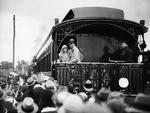 Duke and Dutchess of York aboard State Car 4 of the Victorian Railways Royal Train, Australia, 1927