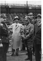 SA-Oberführer Schäfer, Joseph Goebbels, Josef Dietrich, and police president Graf Helldorf, 1936