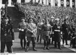 Colonel General Hermann Göring, Colonel General Werner von Fritsch, and Admiral Erich Raeder at a Nazi rally in Nürnberg, Germany, 8-14 Sep 1936