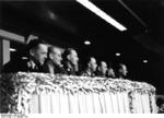 Danish police chief Dahl, Dr. Karl Ritter von Halt, Reinhard Heydrich, Heinrich Himmler, Kurt Daluege, and Karl Wolff at the Sportpalast, Berlin, Germany, 16 Feb 1941