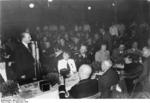 Polish ambassador Josef Lipski speaking at a Nazi Party rally, Nürnberg, Germany, 10 Sep 1938; note Himmler, Ribbentrop, Henderson, and Goebbels also present