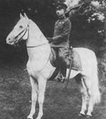 Emperor Showa (Hirohito) on his horse Shirayuki, circa 1930s